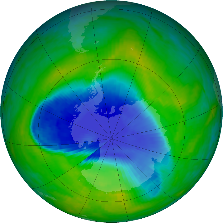 Antarctic ozone map for 24 November 1990